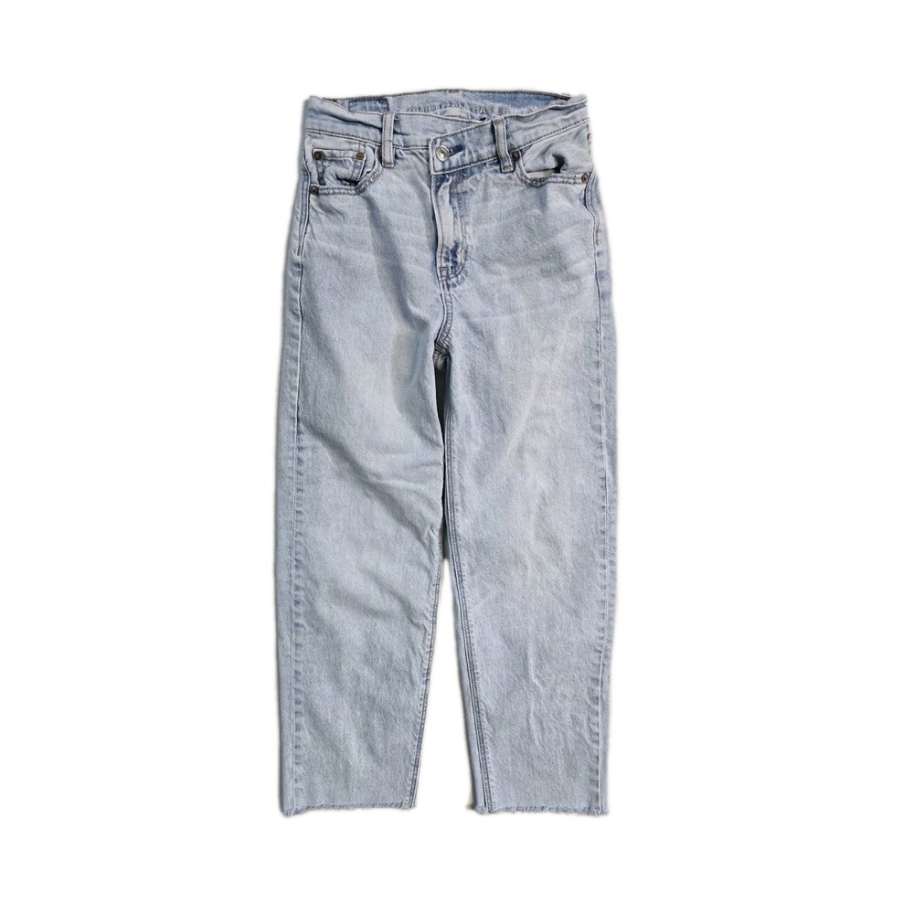American Eagle Women's Jeans 000 Light Wash Highest Rise Baggy Straight